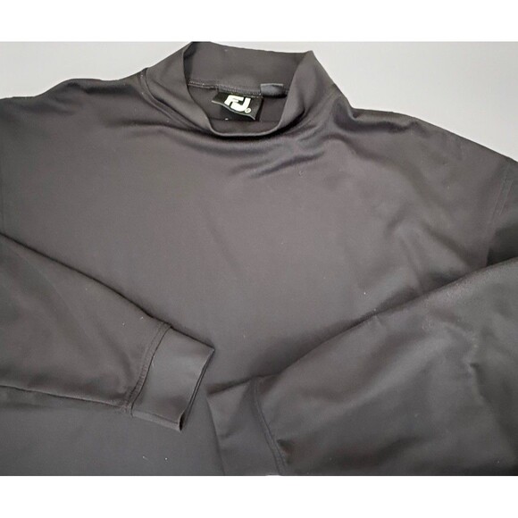 FootJoy FJ T Shirt Mens XXL Black Mock Neck Long Sleeve Performance Pine Meadow - Picture 1 of 9